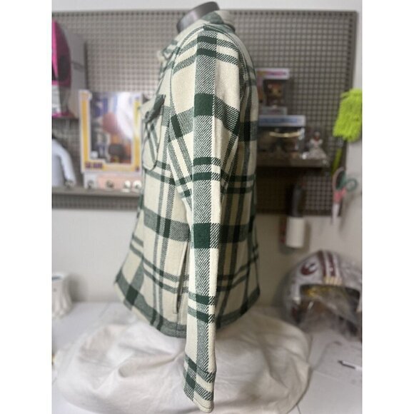 J Crew Men’s Shirt-jacket Sherpa Lining Large NWT Green Plaid Shacket - Picture 4 of 10
